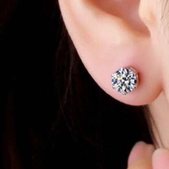 NEW 2CT DIAMOND STERLING SILVER STUD EARRINGS, NICE EARRINGS, CUTE EARRINGS - Picture 7 of 7